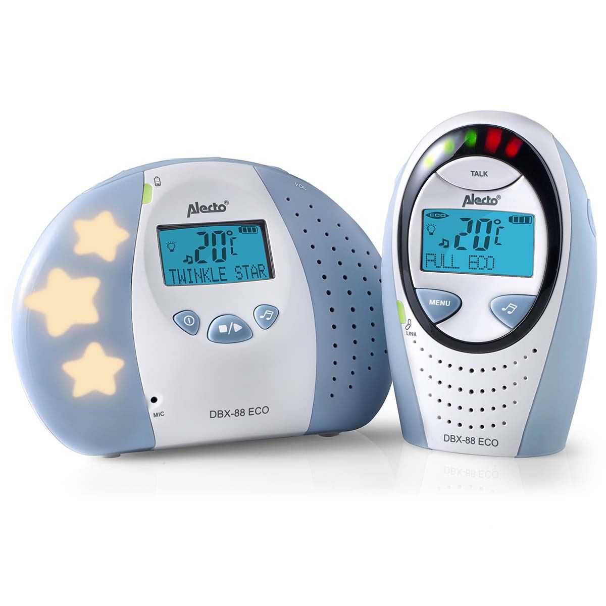 Alecto DBX-88 ECO | Baby Monitor | Full Eco DECT |Digital Display | Wireless Receiver | White/Blue
