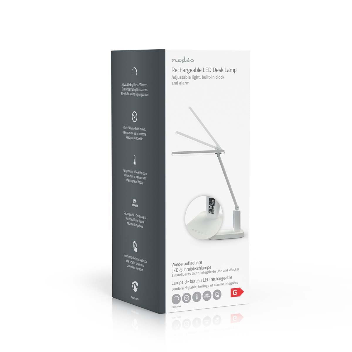 Nedis LTLRC10WT | LED Desk Lamp | Dimmable | 3 Light Modes | 220 lm | Rechargeable | Dimmer - On Product | White