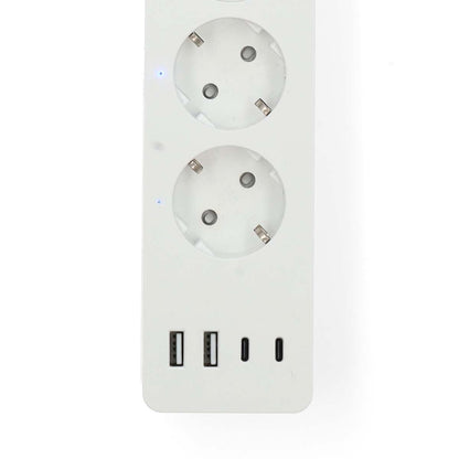 Nedis SmartLife Power Strip | Wi-Fi | 2x USB-A / 2x USB-C™ / 4x plug with earth contact (CEE 7/3) | 16 A | 3680 W | 2.00 m | 0 - 55 °C | Android™ / IOS | White
