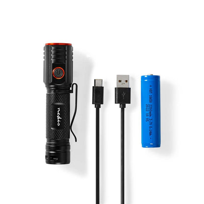 Nedis LED Torch | Battery Powered | 3.7 V DC | 20 W | N/A | Batteries included | Rechargeable | Rated luminous flux: 2000 lm | Light range: 180 m | Beam angle: 10 °