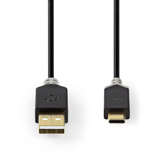 Nedis USB Cable | USB 2.0 | USB-A Male | USB-C™ Male | 60 W | 480 Mbps | Gold Plated | 1.00 m | Round | PVC | Anthracite | Window Box