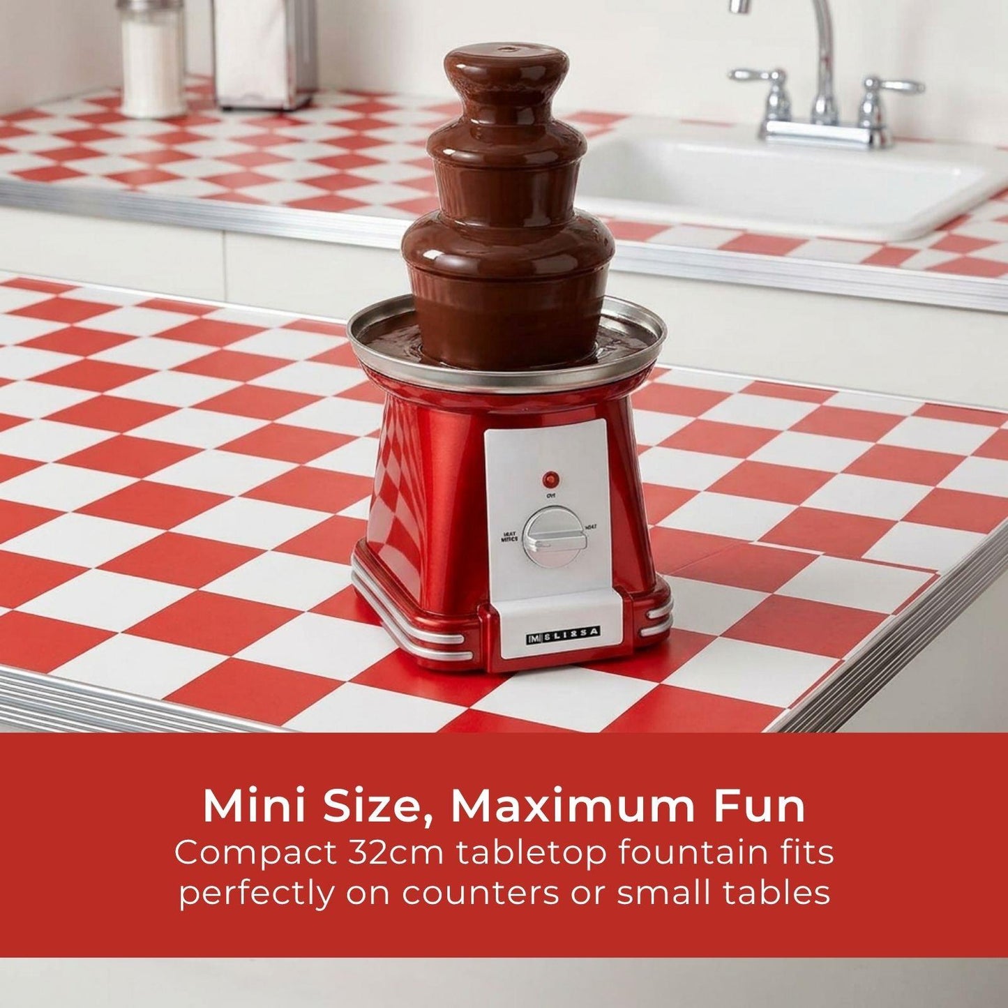 MELISSA Chocolate Fontain | 90 W | 32cm height | 3 Tiers | Red / White