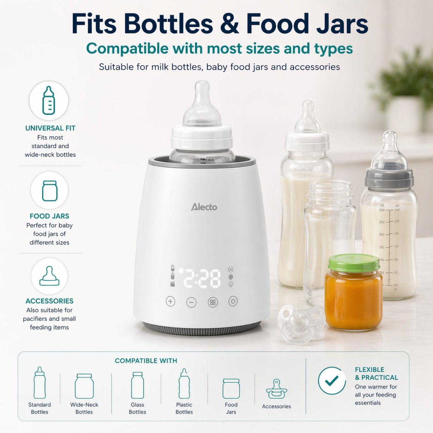 Alecto BW900 | Digital Fast Bottle / Food Warmer / Sterilizer with Smart Temperature Control, Warms Evenly
