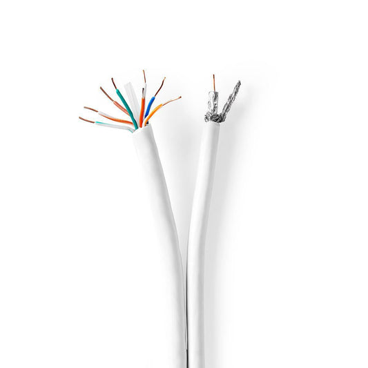 Nedis IEC (Coax) CAT6 Combi Cable on reel | RG58 | 75 Ohm | Triple Shielded | ECA | 50.0 m | Round | White | Gift Box