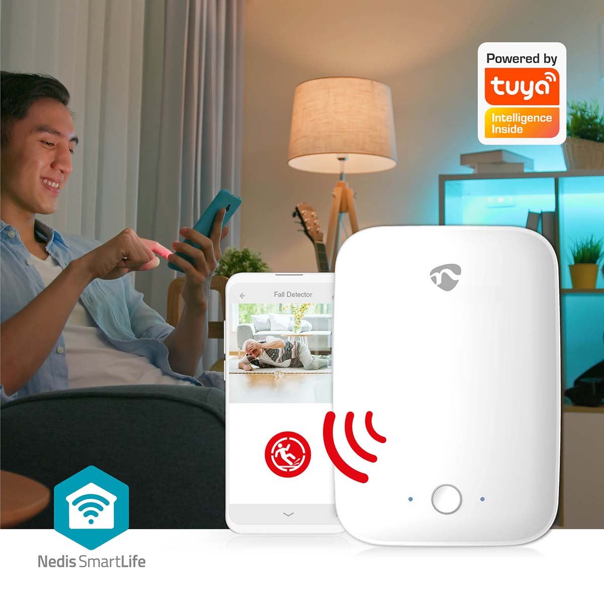 Nedis Fall Detector | Wi-Fi | Detection range: 7 m | Effective field of view (horizontal): ±45° | Effective field of view (vertical): ±45° | IP54 | White