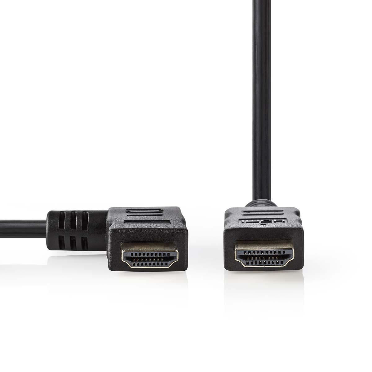 Nedis High Speed HDMI™ Cable with Ethernet | Left Hooked HDMI™ Connector | HDMI™ Connector | 4K@30Hz | 10.2 Gbps | 1.50 m | Round | PVC | Black | Envelope