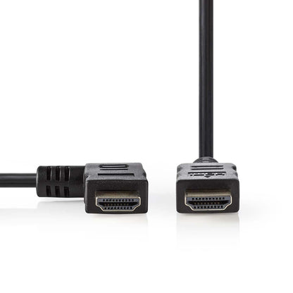 Nedis High Speed HDMI™ Cable with Ethernet | Left Hooked HDMI™ Connector | HDMI™ Connector | 4K@30Hz | 10.2 Gbps | 1.50 m | Round | PVC | Black | Envelope