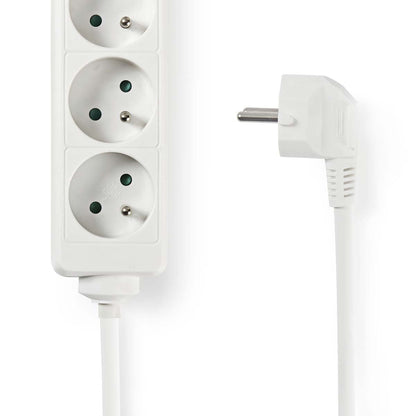 Nedis Extension Socket | Type E (CEE 7/6) | 6-Way | 1.50 m | 3680 W | 16 A | Kind of grounding: Pin Earth | 230 V AC 50/60 Hz | Socket angle: 45 ° | H05VV-F 3G1.5mm² | White