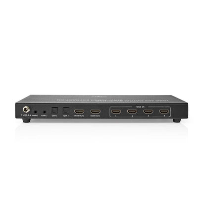 Nedis HDMI™ Matrix Switch | 4 x 2 port(s) | 4x HDMI™ Input | 2x 3.5 mm / 2x HDMI™ Output / 2x TosLink | 4K@60Hz | 18 Gbps | Remote controlled | Metal | Anthracite