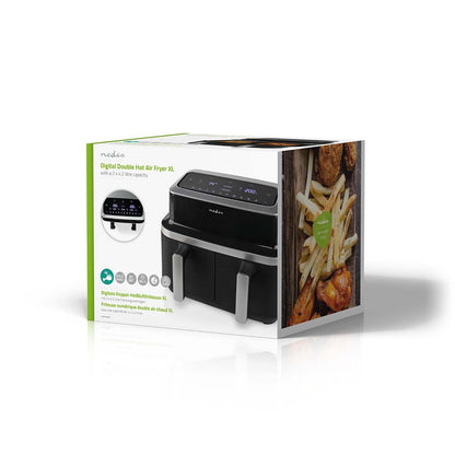 Nedis Hot Air Fryer | 2x4.2 l | Timer: 60 min | Number of preset programs: 10 | Digital