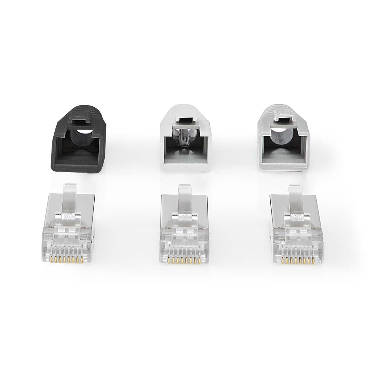 Nedis RJ45 Connector | RJ45 Pass Through | Solid/Stranded FTP CAT6a | Straight | Gold Plated | 10 pcs | PVC | Black / Grey / White | Box