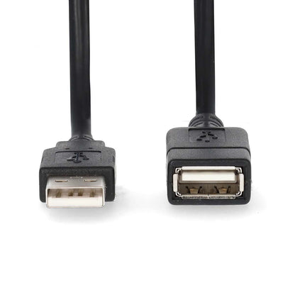 Nedis USB Cable | USB 2.0 | USB-A Male | USB-A Female | 480 Mbps | Nickel Plated | 2.00 m | Round | PVC | Black | Label