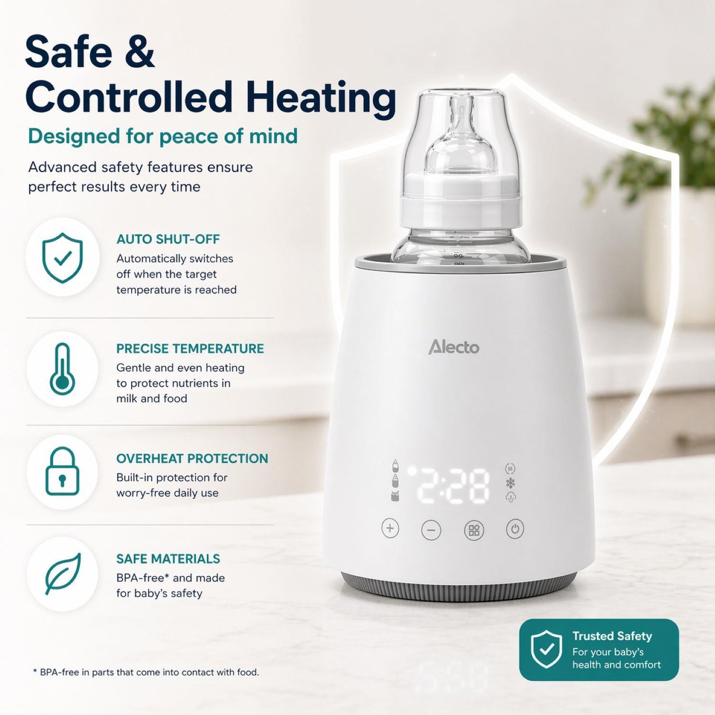 Alecto BW900 | Digital Fast Bottle / Food Warmer / Sterilizer with Smart Temperature Control, Warms Evenly