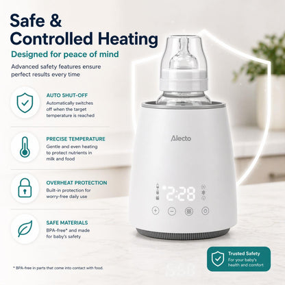 Alecto BW900 | Digital Fast Bottle / Food Warmer / Sterilizer with Smart Temperature Control, Warms Evenly