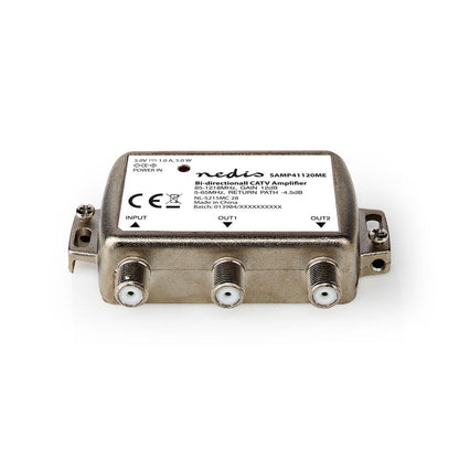 Nedis CATV Amplifier | Gain: 12 dB | 85 - 1218 MHz | Number of outputs: 2 | Return path | Silver