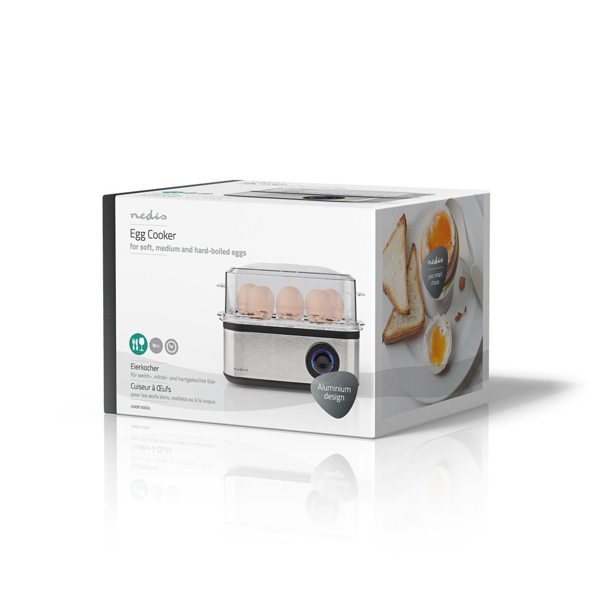 Nedis Egg Boiler | 8 Eggs | Measuring Cup | Aluminium / Black