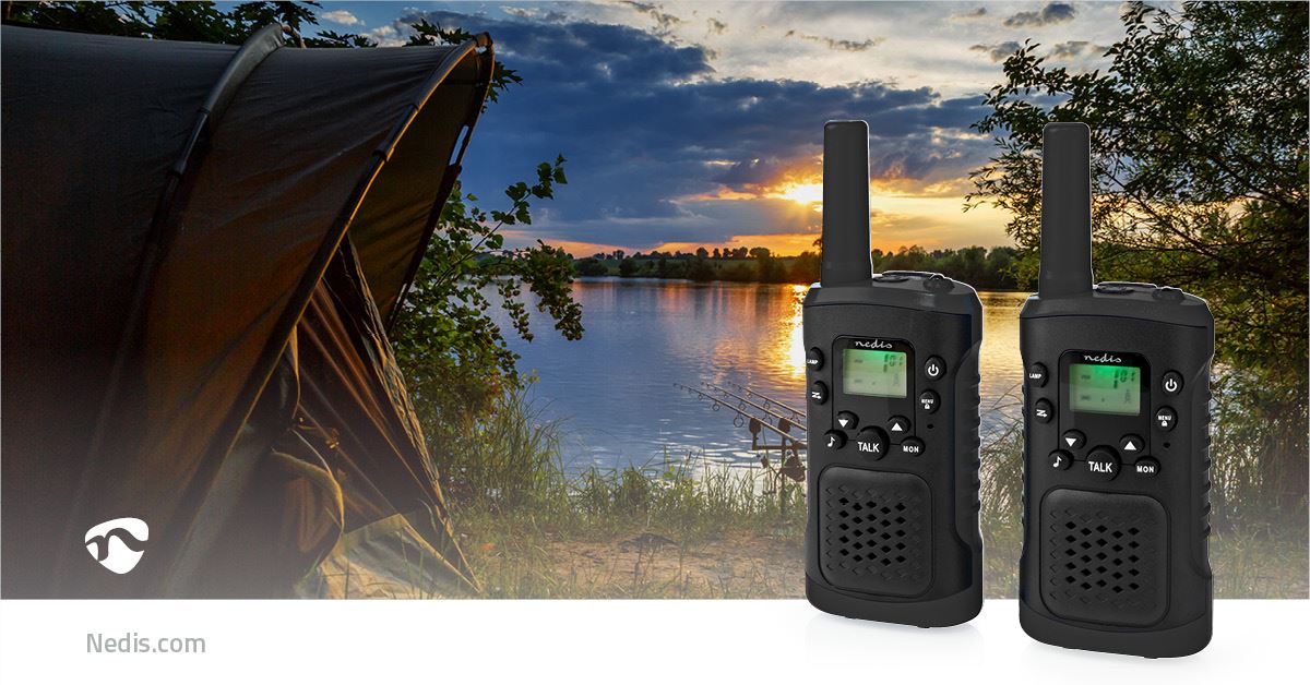 Nedis Walkie-Talkie Set | 2 Handsets | Up to 6 km | Frequency channels: 8 | PTT / VOX | up to 3 Hours | Headphone output | 2 Headsets | Black