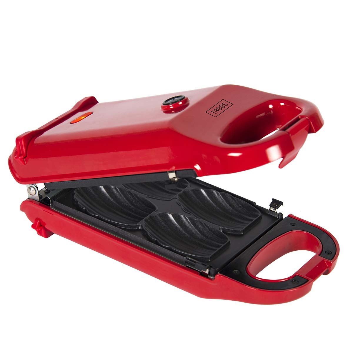 Trebs 6-in-1 Snack Maker | Waffles, Doughnuts, Cake pops, Madeleine biscuits, Waffle Bowls, Mini cakes | 700W | Red