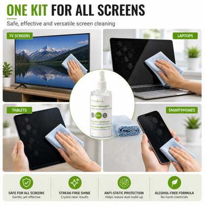 Nedis Screen Cleaner | Spray | 150 ml | Notebook / Smartphone / Tablet / TV Screen | Wiper included
