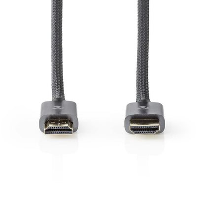 Nedis Ultra High Speed HDMI™ Cable | HDMI™ Connector | HDMI™ Connector | 8K@60Hz | 48 Gbps | 2.00 m | Round | 6.3 mm | Anthracite / Gun Metal Grey | Cover Window Box