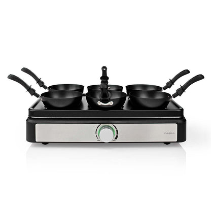 Nedis Party Wok Set | Grill | 6 Persons | Spatula | Temperature setting | Non stick coating | Rectangle