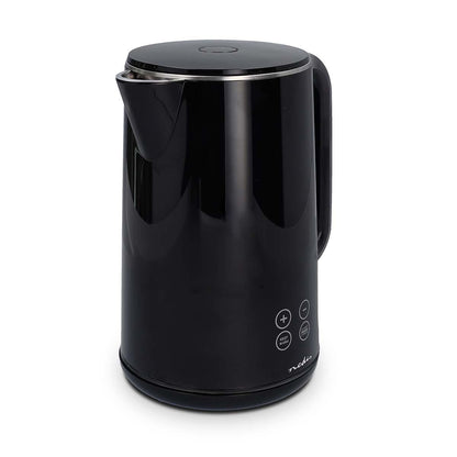Nedis Electric Kettle | 1.7 l | Plastic | Black | 50,60,70,80,90,100 °C | Temperature indicator | Rotatable 360 degrees | Concealed heating element | Strix® controller | Boil-dry protection
