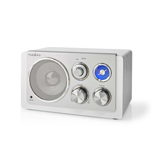 Nedis FM Radio | Table Design | FM | Mains Powered | Analogue | 15 W | IP20 | White
