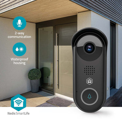 Nedis SmartLife Video Doorbell | Wi-Fi | Transformer | Full HD 1080p | Cloud Storage (optional) / microSD (not included) / Onvif | IP54 | With motion sensor | Night vision | Black
