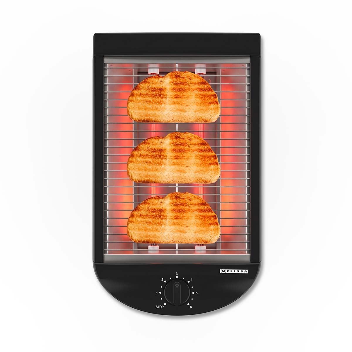 MELISSA Flat Bed Toaster | Removable Crumb Tray | Auto Off | Buzzer | 600W | Black