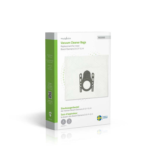 Nedis Vacuum Cleaner Bag | 4 pcs | Synthetic | Most sold for: Bosch / Siemens D - E - F - G - H | White