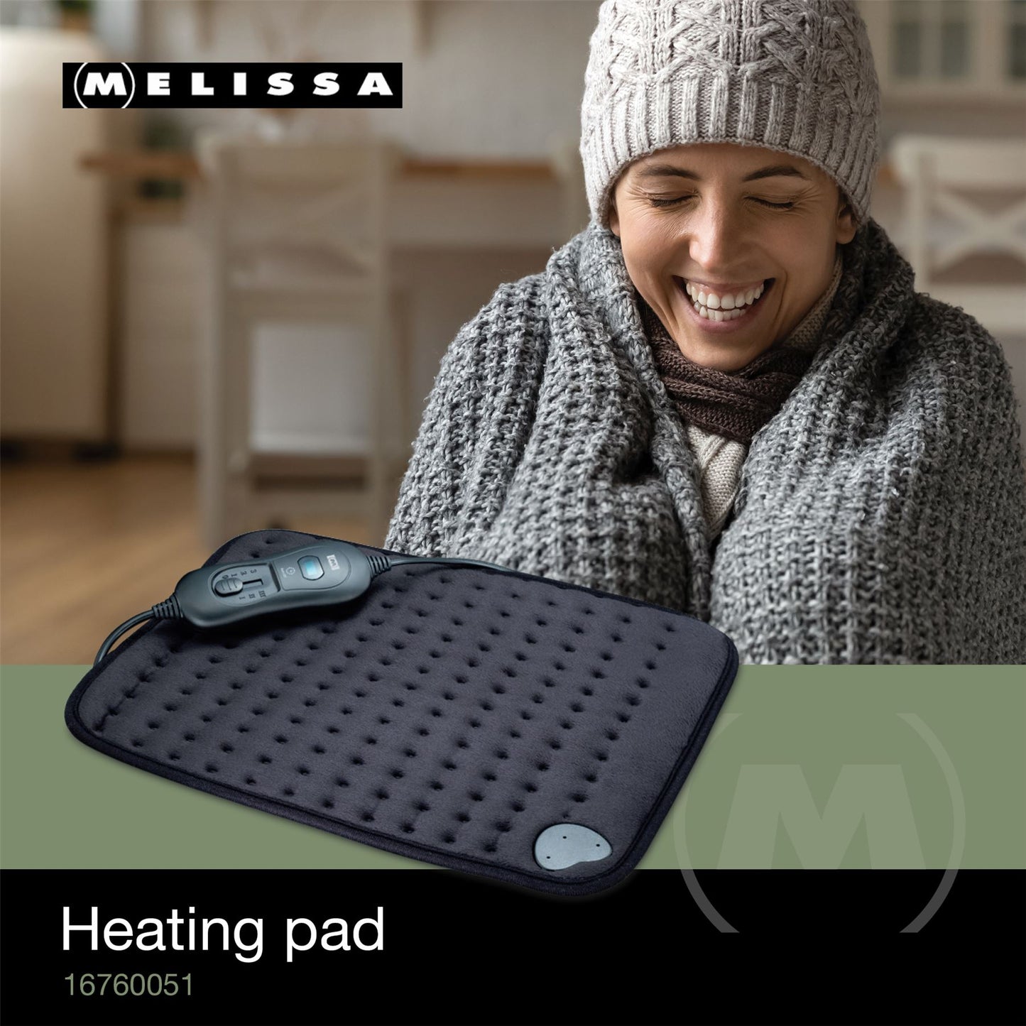 MELISSA Heating Pad 3 Heat Settings | 40 x 30 cm | Overheating protection | Washable | Black