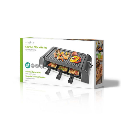Nedis Gourmet / Raclette | Grill | 6 Persons | Spatula | Temperature setting | Non stick coating | Rectangle
