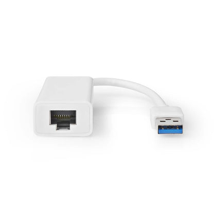Nedis CCGB61950WT02 | USB Network Adapter | USB 3.2 Gen 1 | 1 Gbps | USB-A Male | RJ45 Female | 0.20 m | Round | Nickel Plated | Bare Copper | White | Box