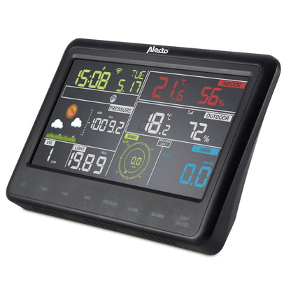 Alecto WS-5500 | 8-in-1 Wi-Fi Smart Weather Station | Indoor and Outdoor Temperature, Forecast, Wind, Pressure, Humidity, Rain & More | Outside Wireless sensor | Application | Grey