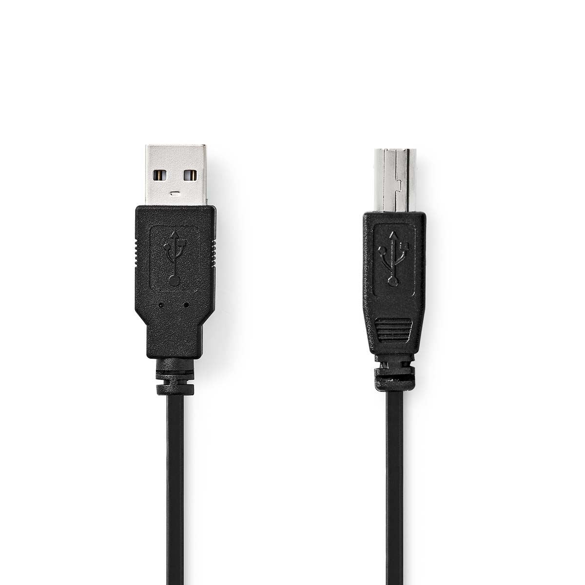Nedis USB Cable | USB 2.0 | USB-A Male | USB-B Male | 10 W | 480 Mbps | Nickel Plated | 5.00 m | Round | PVC | Black | Label | 5.939.347