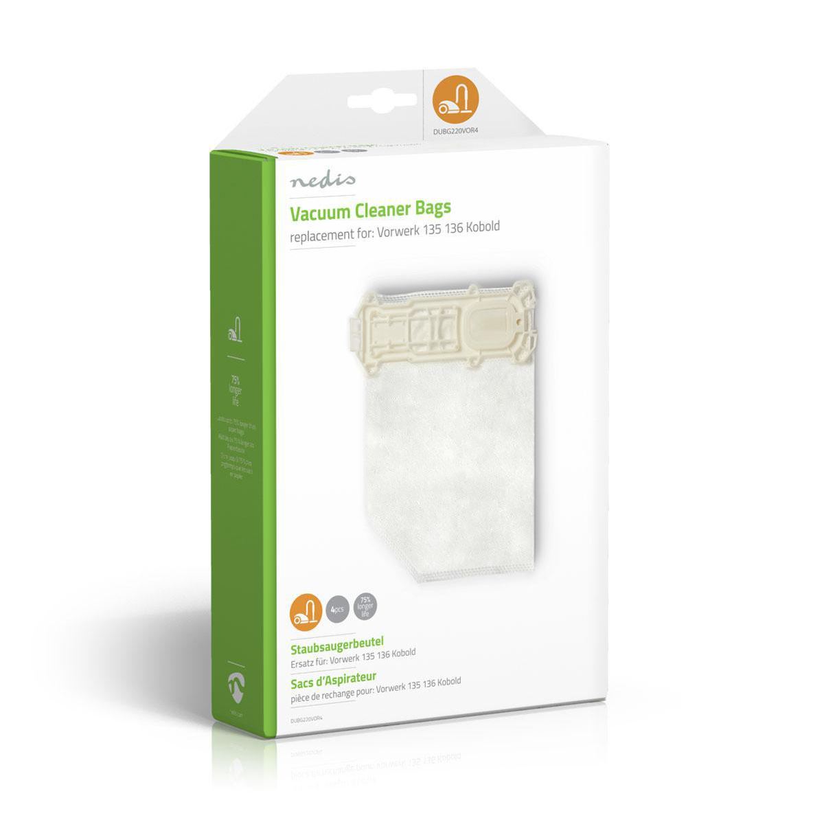 Nedis Vacuum Cleaner Bag | 4 pcs | Synthetic | Most sold for: Vorwerk 135136 Kobold | White
