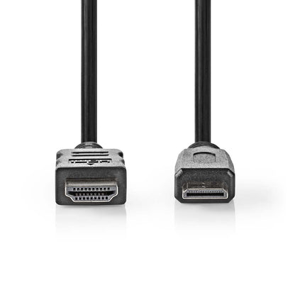 Nedis High Speed HDMI™ Cable with Ethernet | HDMI™ Connector | HDMI™ Mini Connector | 4K@30Hz | 10.2 Gbps | 2.00 m | Round | PVC | Black | Box