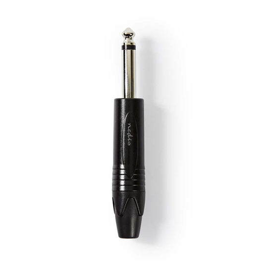 Nedis 6.35 mm Connector | Straight | Male | Nickel Plated | Solder | Cable input diameter: 6.0 mm | Aluminium | Black | Polybag | 1 pcs