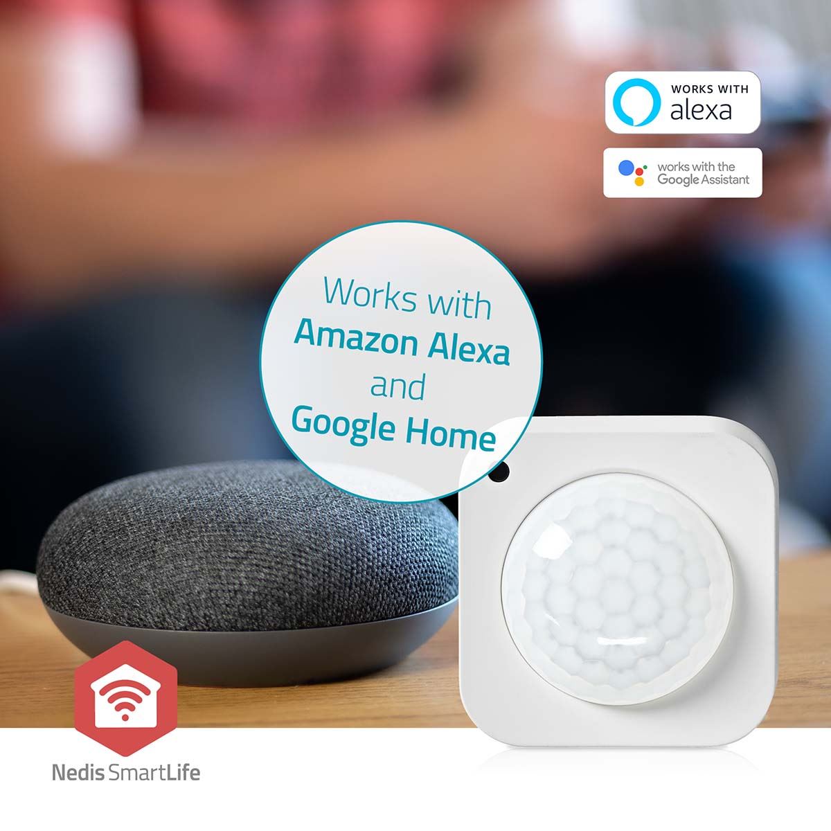 Nedis SmartLife Motion Sensor | Zigbee 3.0 | Battery Powered / USB Powered | Detector angle: 100 ° | Detector range: 7 m | Max. battery life: 24 Months | White