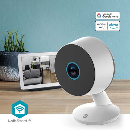 Nedis SmartLife Indoor Camera | Wi-Fi | 3MP Full HD 1296p | Cloud Storage (optional) / microSD (not included) / Onvif | With motion sensor | Night vision | White