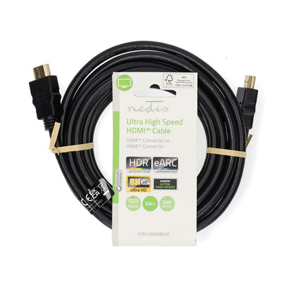 Nedis Ultra High Speed HDMI™ Cable | HDMI™ Connector | HDMI™ Connector | 8K@60Hz | 48 Gbps | 3.00 m | Round | 6.7 mm | Black | Label