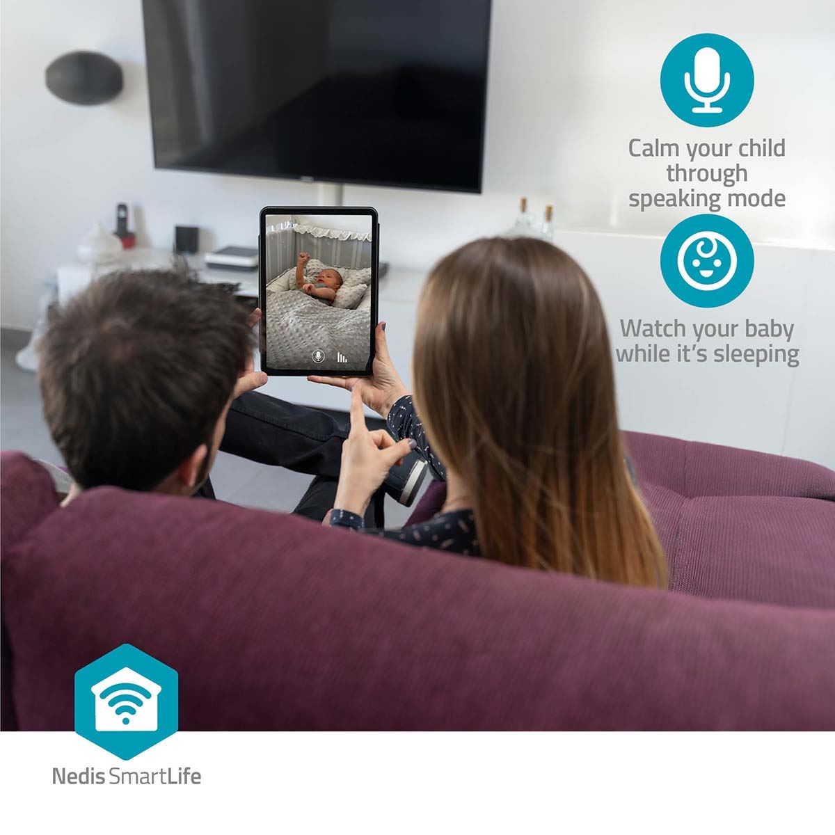 Nedis SmartLife Indoor Camera | Wi-Fi | 3MP Full HD 1296p | Cloud Storage (optional) / microSD (not included) / Onvif | With motion sensor | Night vision | White