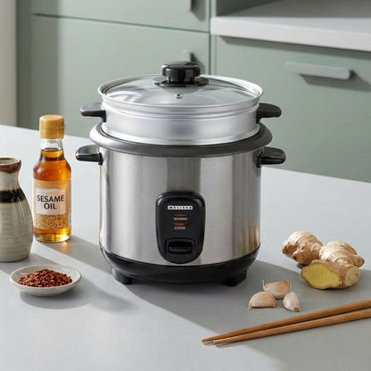 MELISSA Rice Cooker | 1.0 l | 400 W | Non stick coating | Removable bowl | Steamer Basket | Keep-warm function | Auto shut-off