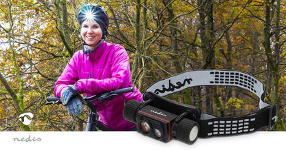 Nedis LED headlight | Battery Powered / USB Powered | 3.7 V DC | Batteries included | Rechargeable | Rated luminous flux: 1000 lm | Light range: 180 m