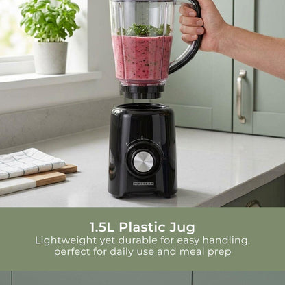 MELISSA 16180134 | Blender | 800 W | 2 Speeds + pulse | 4 Stainless steel blades | 1.5L Plastic jug | Black