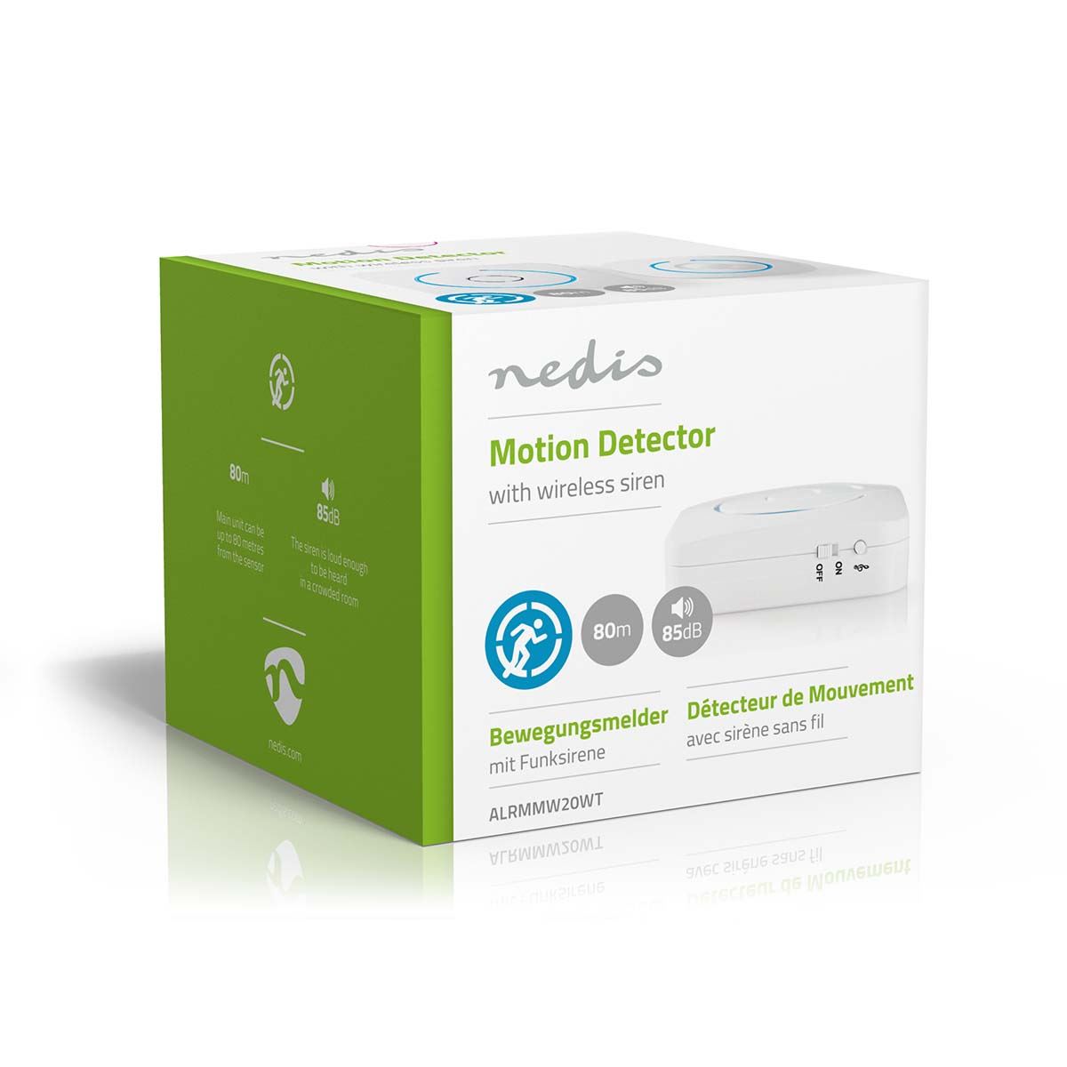 Nedis Motion Detection Alarm | Battery Powered | 6x AA/LR6 | 85 dB | Detector range: 6 m | Wall | Blue / White