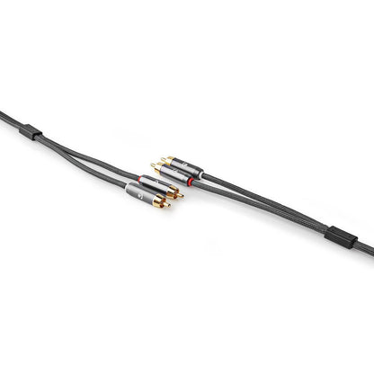 Nedis CATB24200GY50 | Stereo Audio Cable | 2x RCA Male | 2x RCA Male | Gold Plated | 5.00 m | Round | Grey / Gun Metal Grey | Cover Window Box