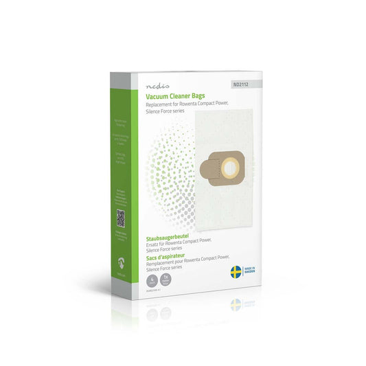 Nedis Vacuum Cleaner Bag | 4 pcs | Synthetic | Most sold for: Rowenta Compact Power Series / Rowenta Silence Force Series | White