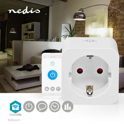 Nedis SmartLife Smart Plug | Wi-Fi | IP21 | Power meter | 3680 W | Type F (CEE 7/3) | 0 - 55 °C | Android™ / IOS | White | 1 pcs