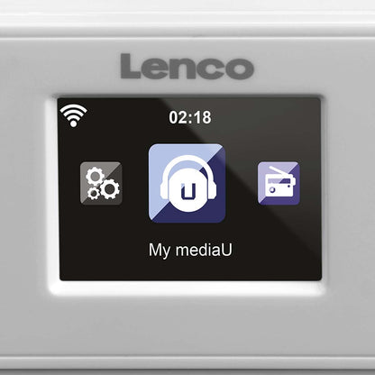 Lenco KCR-2014 | Under Cabinet Kitchen Clock Internet / FM Radio| TFT Screen | Remote Control | White